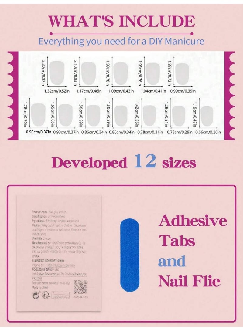 أظافر تركيب أظافر صناعية قصيرة 24 قطعة – تدرج فرنسي أحمر لامع مع ملصقات لاصقة ومبرد صغير - Image 4